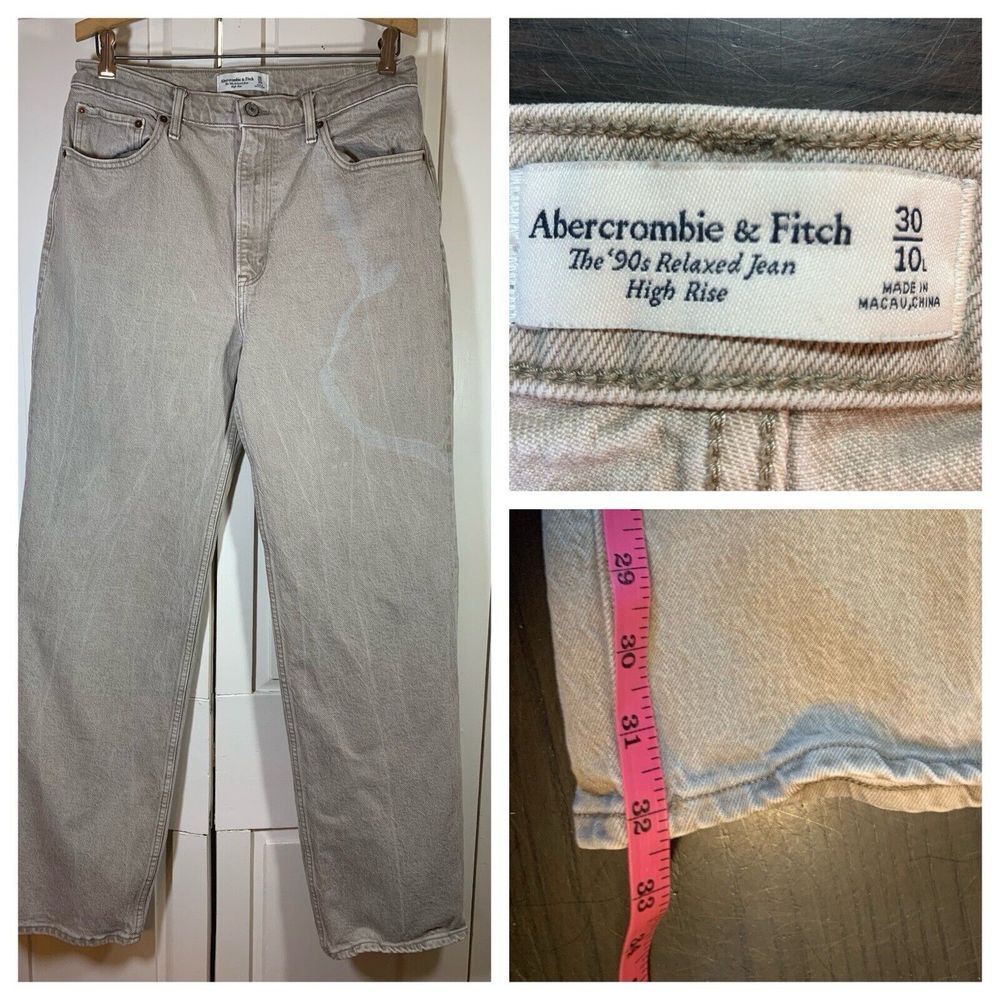 Abercrombie & Fitch Jeans Womens 30 10L Beige 90s Relaxed High Rise Neutral READ